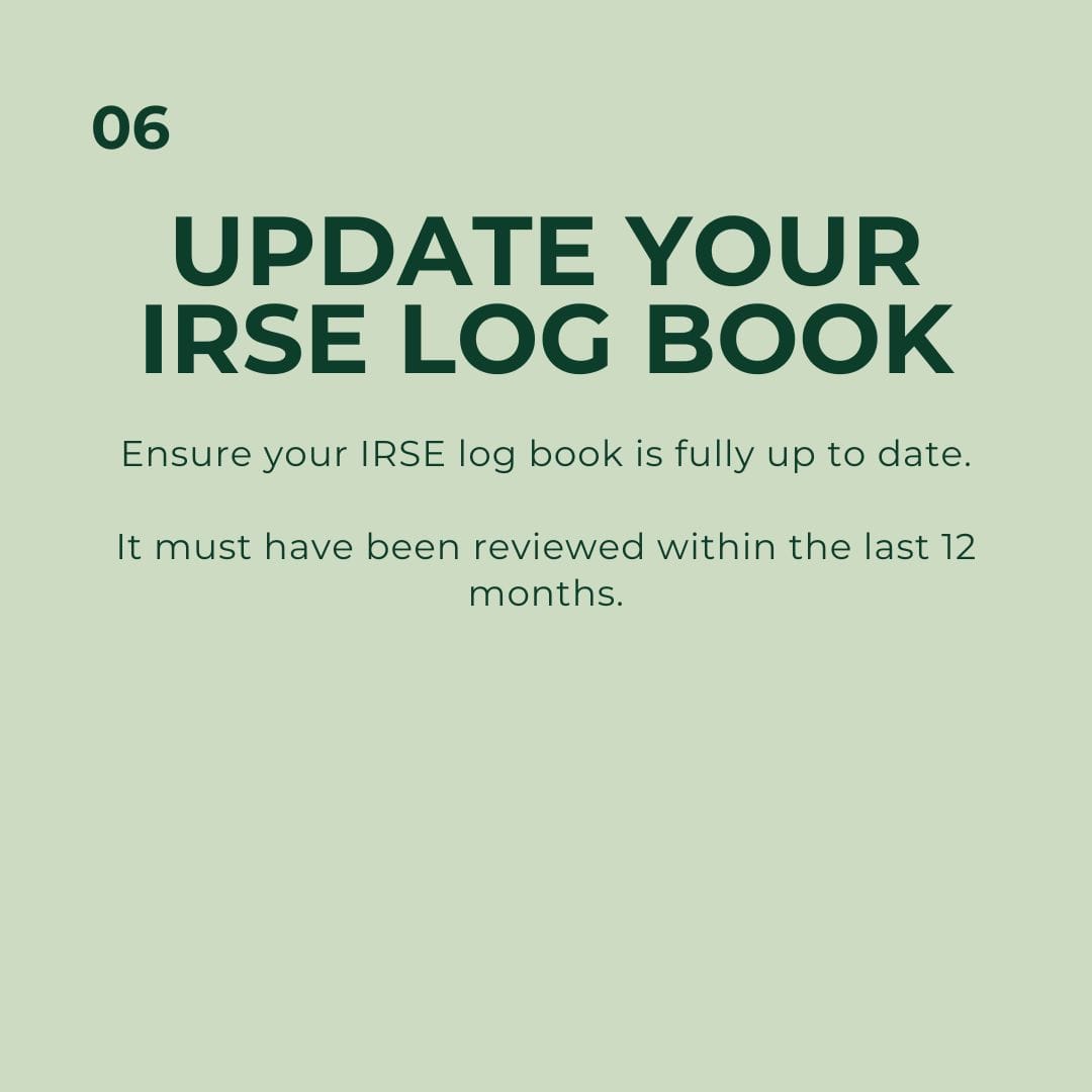 Update your IRSE logbook